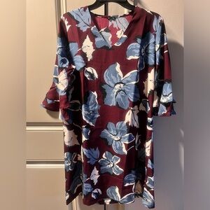 Crimson Floral prints dress worn once